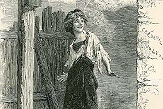 Gavroche. The illustration for Victor Hugo’s Les Misérables