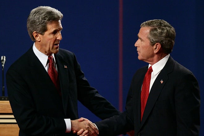 George Bush and John Kerry