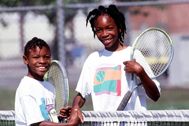 Venus Williams and her sister in childhood