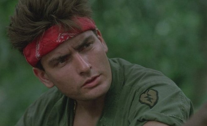 Charlie Sheen in the movie Platoon