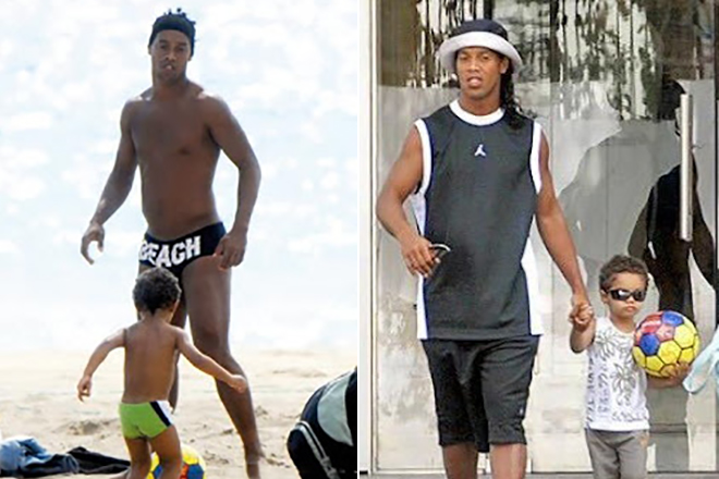 Ronaldinho with his son