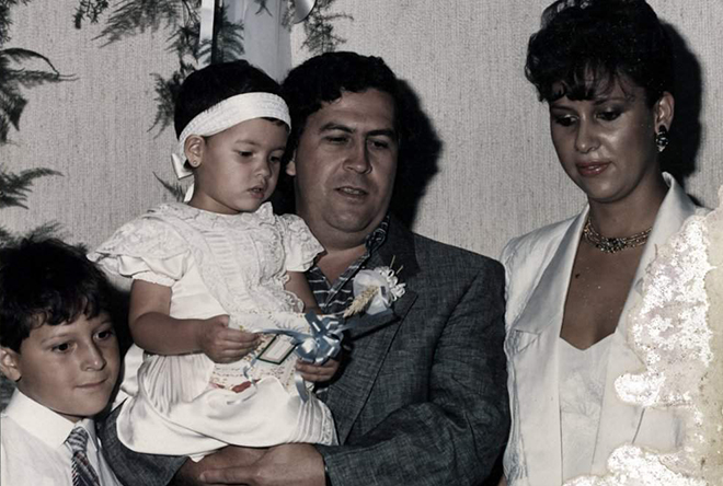 Pablo Escobar with his family