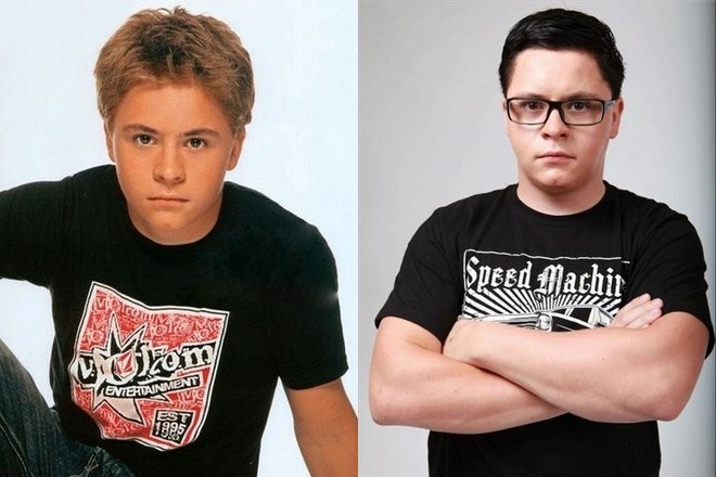 The drummer Gustav Schäfer in his youth and today