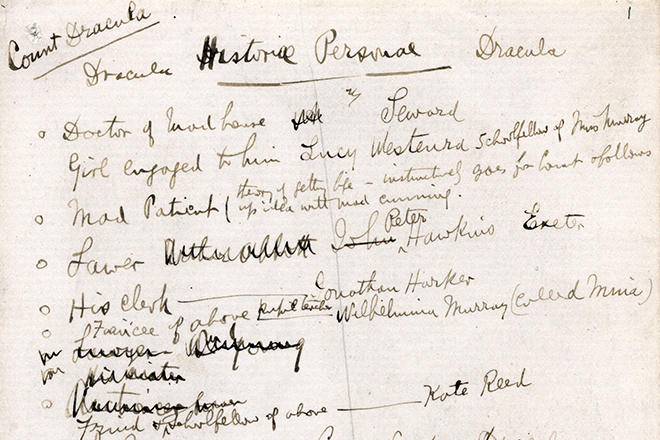 A page from Bram Stoker’s manuscript Dracula