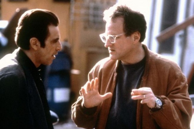 Michael Mann and Al Pacino at the movie set of Heat