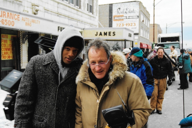 Michael Mann and Will Smith at the movie set of Ali