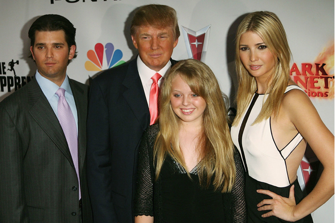 Tiffany Trump with her father, sister Ivanka, and brother Donald Trump Jr.