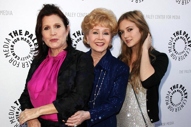 Billie Lourd with her grandmother and mother