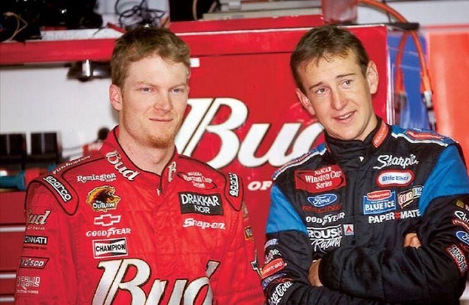 A young Dale Junior and Kurt Busch