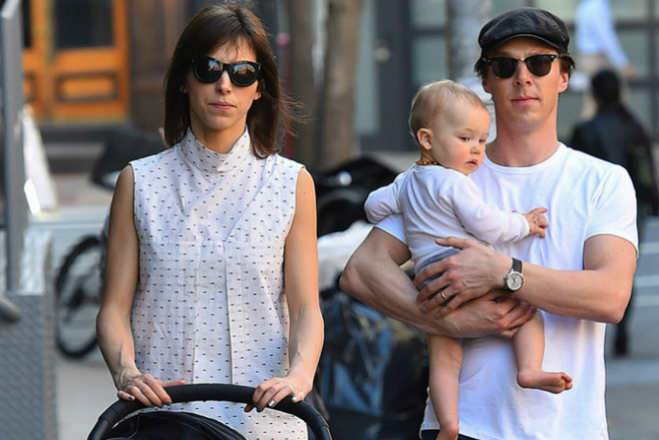 Sophie Hunter with her husband and son