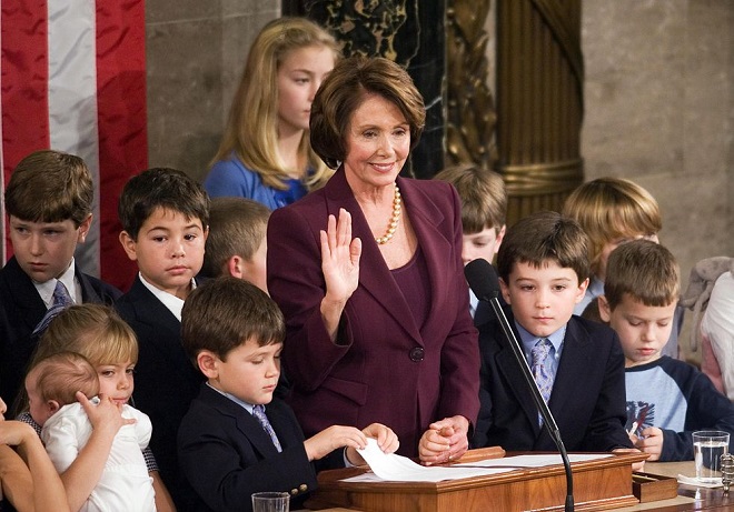 Pelosi is surrounded by her grandchildren