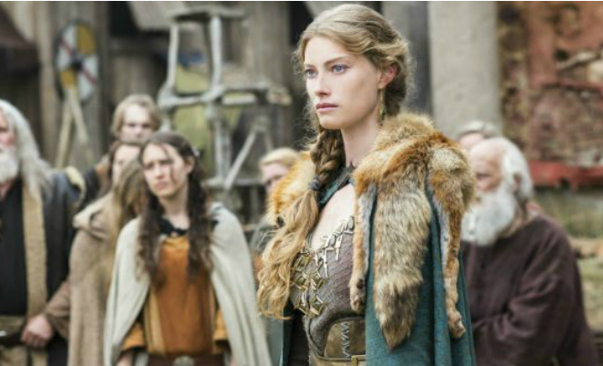 Alyssa Sutherland as Aslaug in the series Vikings