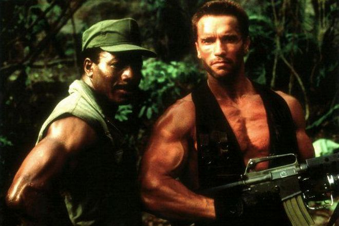 Carl Weathers and Arnold Schwarzenegger in Predator