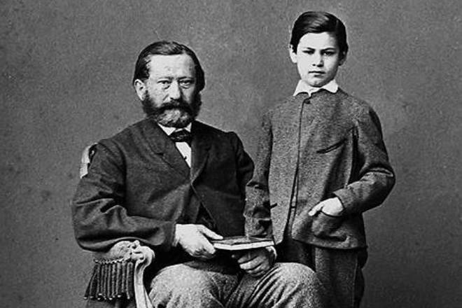 Little Sigmund Freud with his father