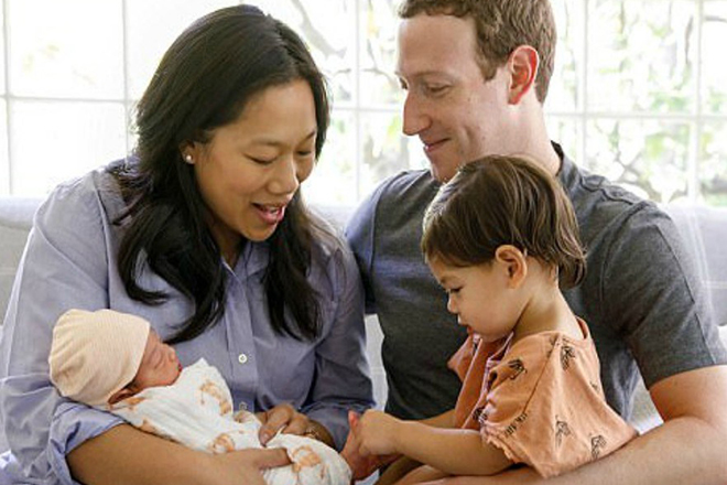 Mark Zuckerberg, Priscilla Chan, and their children