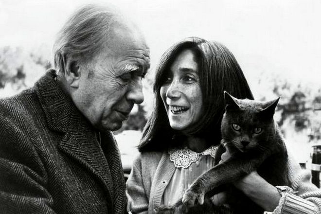 Jorge Luis Borges and his wife, María Kodama