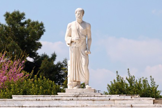 The monument to Hippocrates in Larissa, Greece