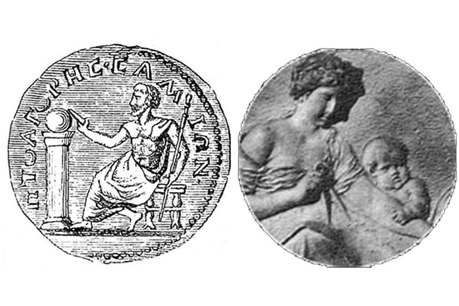 Pythagoras and his wife, Theano