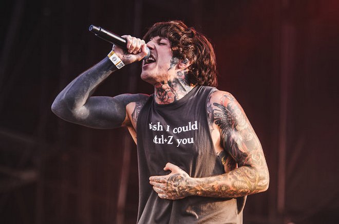Oliver Sykes on the stage
