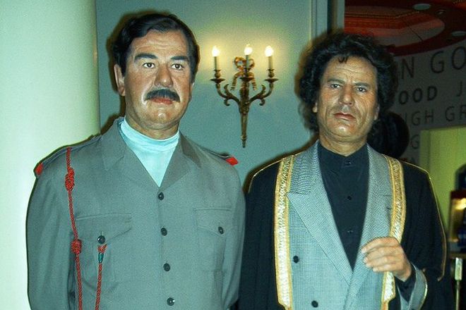 Muammar Gaddafi and Saddam Hussein