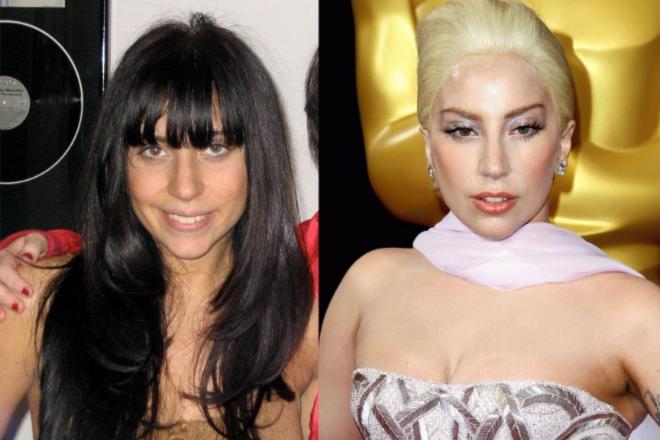 Lady Gaga in her youth and nowadays
