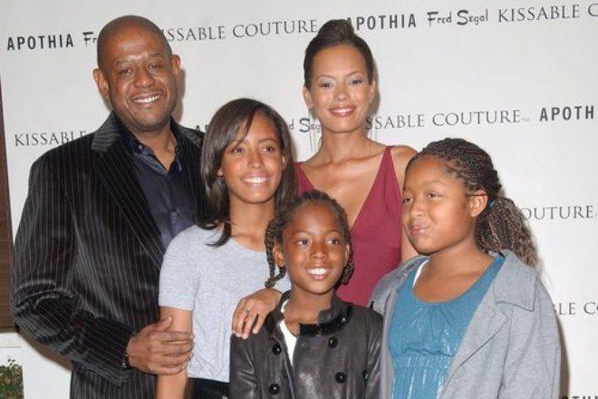 Forest Whitaker with his wife and children