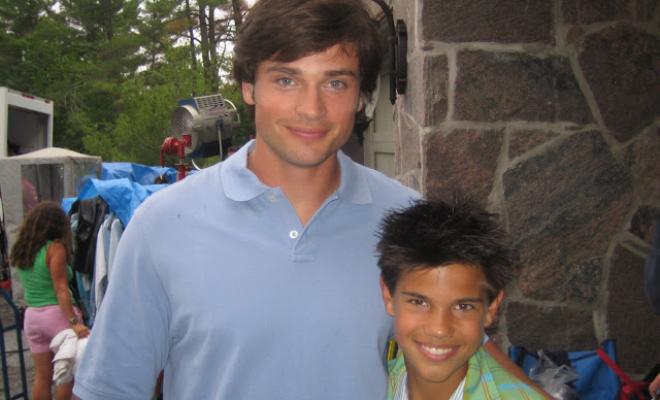 Taylor Lautner at the movie set of Cheaper by the Dozen 2