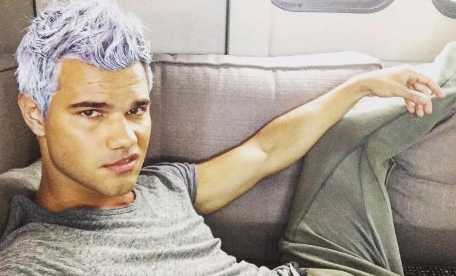 Taylor Lautner with purple hair