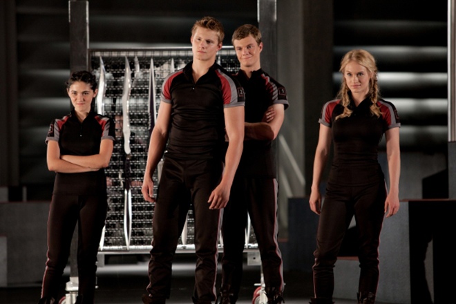 Isabelle Fuhrman (on the left) in the movie The Hunger Games