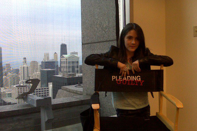 Isabelle Fuhrman on the set of the movie Pleading Guilty