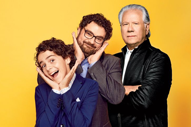 Jack Grazer, Bobby Moynihan, and John Larroquette in the movie Me, Myself & I