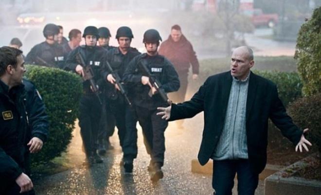 Uwe Boll on the set of the movie Rampage