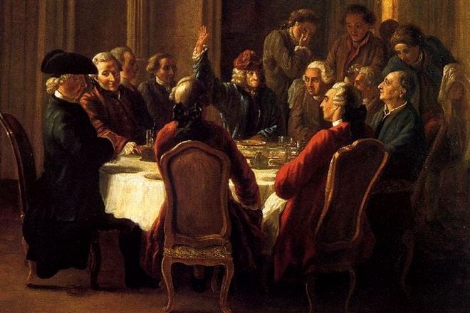 Denis Diderot at lunch with philosophers