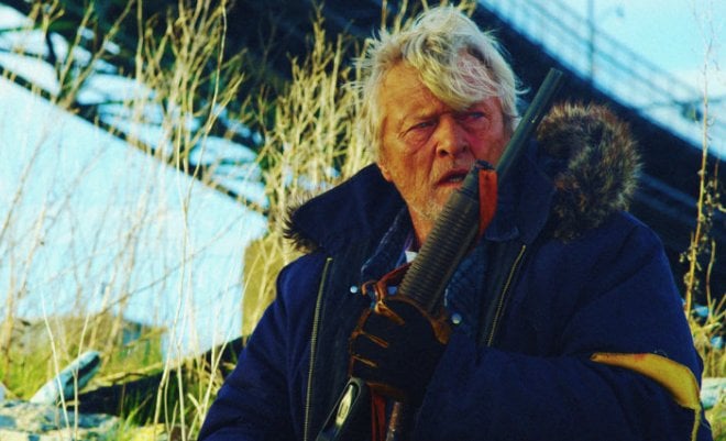 Rutger Hauer in the movie Hobo with a Shotgun
