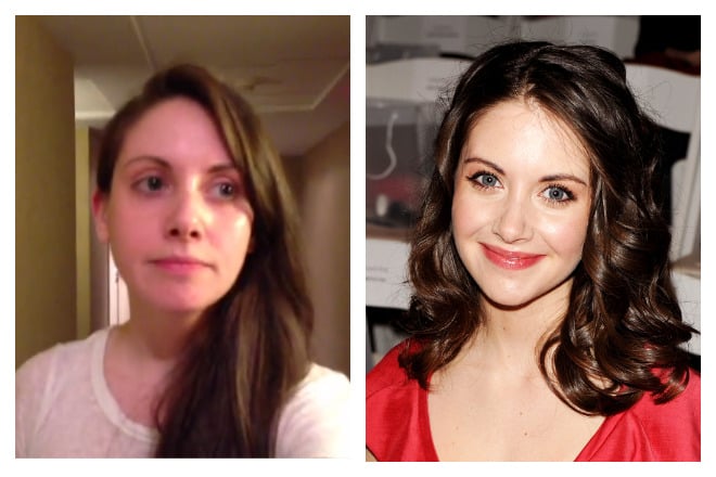 Alison Brie with and without makeup