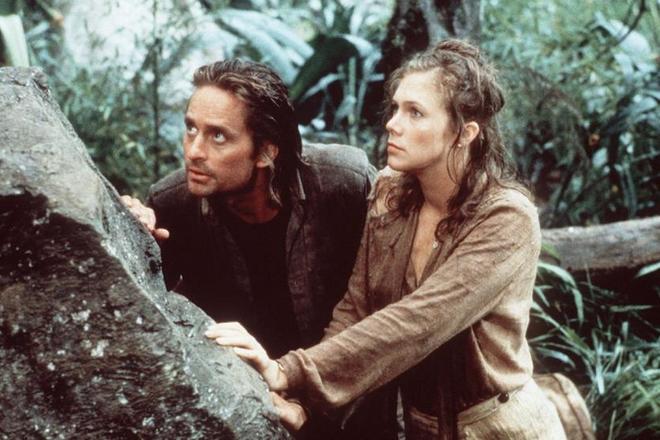 Kathleen Turner and Michael Douglas in Romancing the Stone