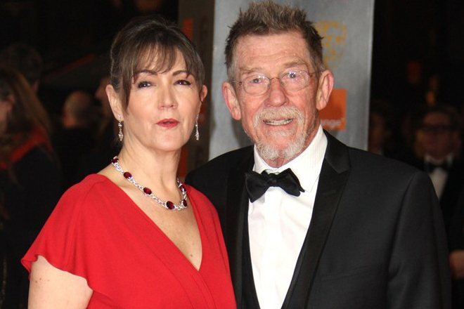 John Hurt with his wife, Anwen Rees-Meyers