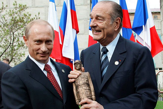 Jacques Chirac and Vladimir Putin