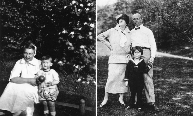 Helmut Newton as a child with his nanny and parents