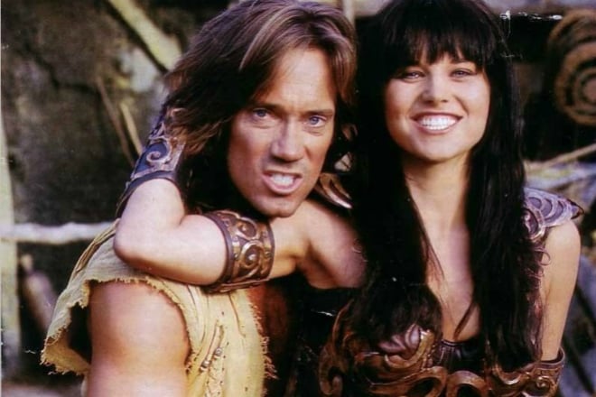 Kevin Sorbo and Lucy Lawless in the series Xena: Warrior Princess