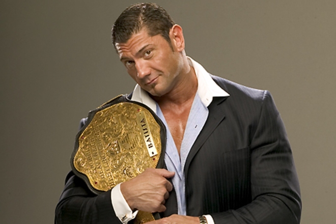 Dave Bautista with a belt
