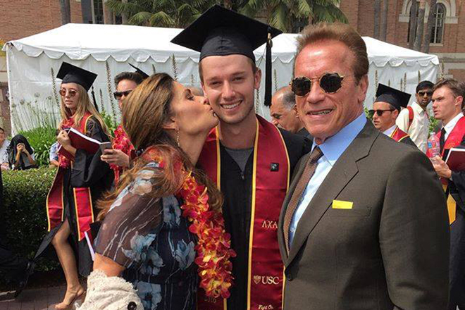 Patrick Schwarzenegger with his parents