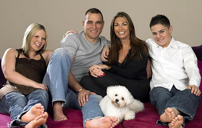 Vinnie Jones with his wife and children