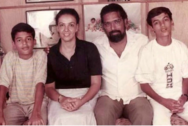John Abraham with his parents and brother