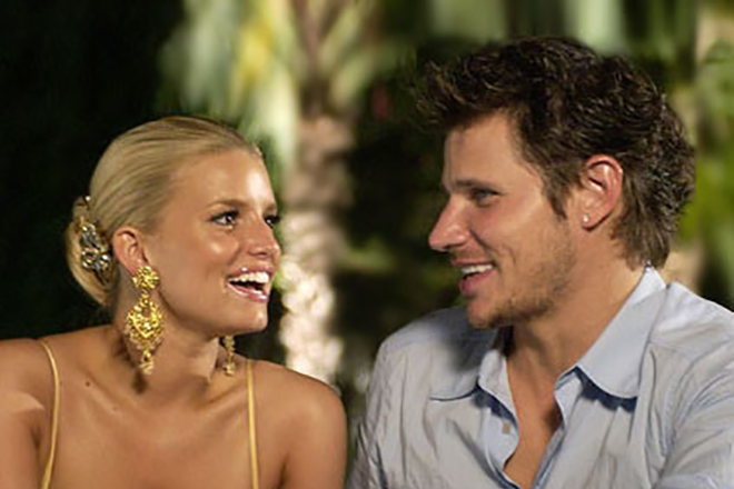 Nick Lachey and Jessica Simpson in the show Newlyweds: Nick and Jessica
