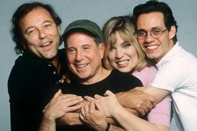 The cast of the Broadway show The Capeman Paul Simon