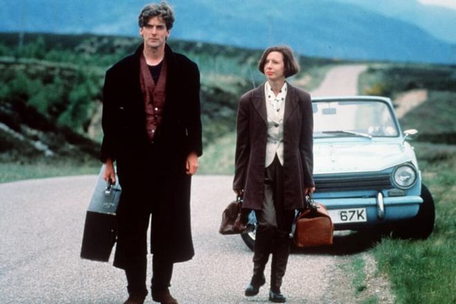 Peter Capaldi and Elaine Collins in the movie Soft Top, Hard Shoulder