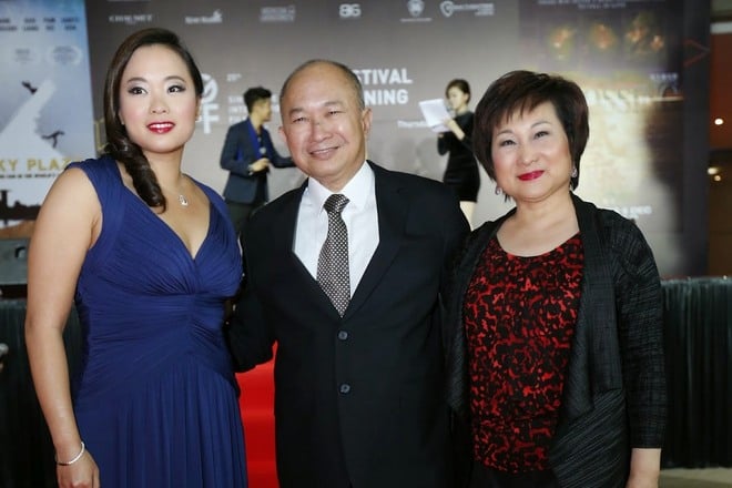 John Woo with his wife Annie and his daughter Angeles