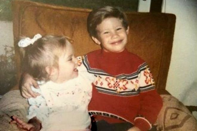 Little Adam DeVine with his sister