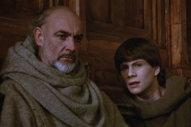 Sean Connery and Christian Slater in the movie The Name of the Rose